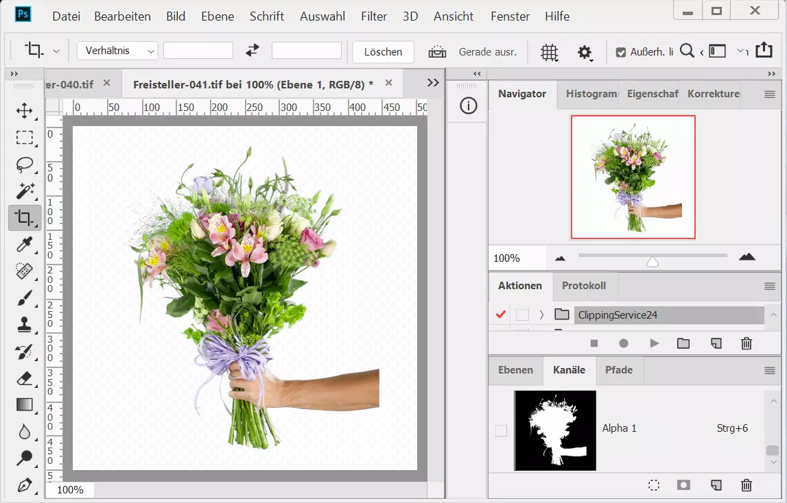 Blumestrauss, Freisteller mit Alphakanal maskiert