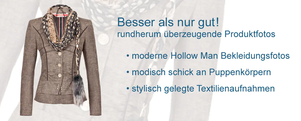 Moderne Hollow Man bekleidungsfotos, modisch schick an Puppenkörpern, stylisch gelegte Textilienaufnahmen